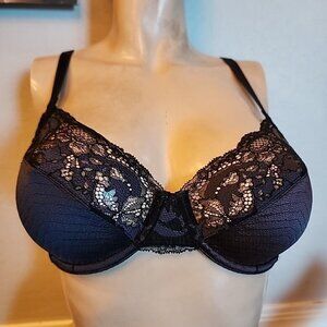 Wacoal Bra 34C Black Gray Underwire Unlined 855256
